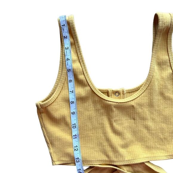 Privacy Please Orion Tank Tie Snap Button Front Yellow Small - Picture 5 of 6